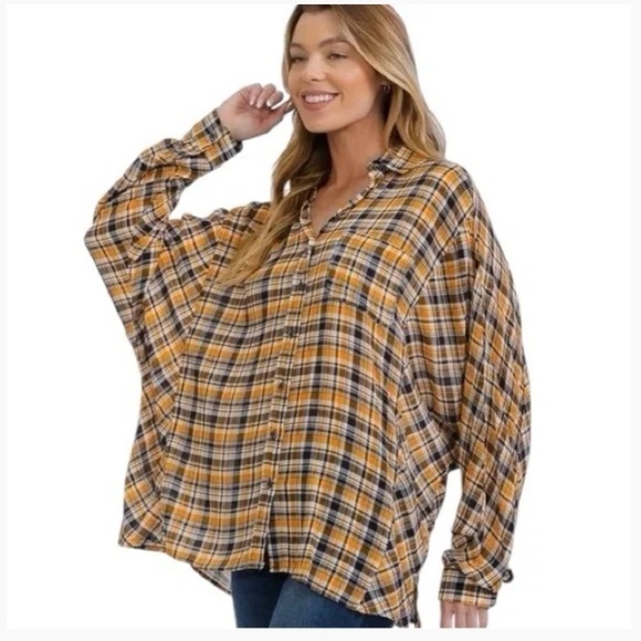 EASEL L/S PLAID TOP - Picture 1 of 7